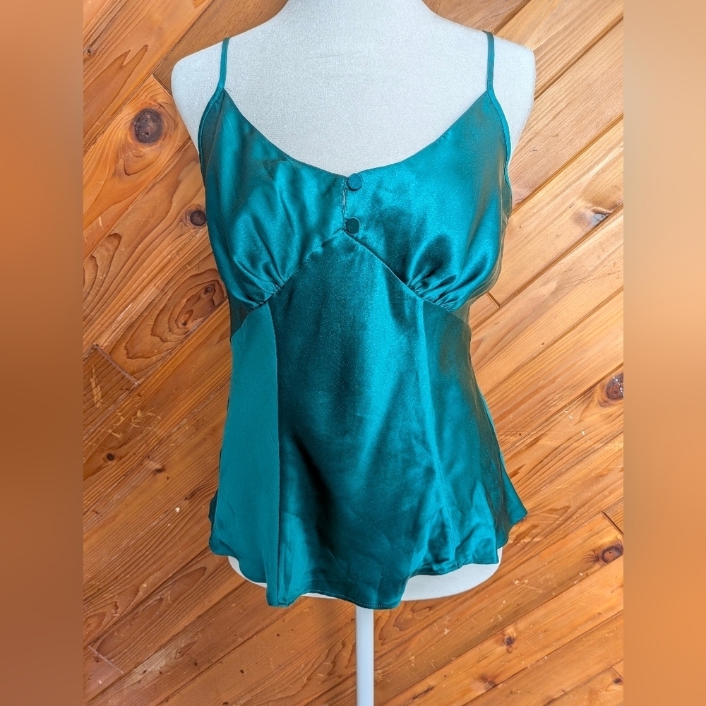 Vintage Victoria's Secret Emerald Green Silk Camisole Size Small
